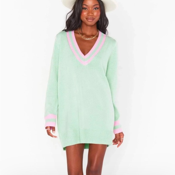Show Me Your MuMu Dresses & Skirts - Show Me Your MuMu Mint Green and Pink Sweater Dress